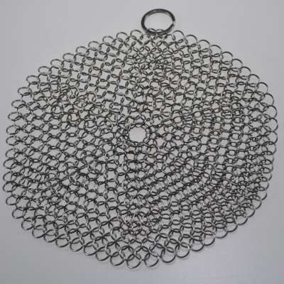 New Product 316 Stainless Steel Cast Iron Cleaner / Chainmail Round 7 inch Scrubber